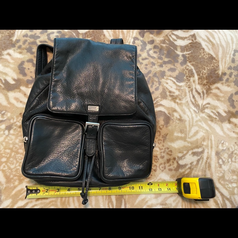 Stone Mountain Pebble  Black Leather Backpack
